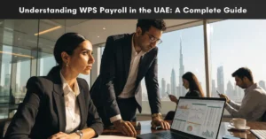 WPS Payroll in the UAE illustrating modern salary processing, employee wage protection, and payroll compliance for UAE businesses.