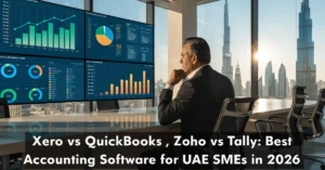 Xero vs QuickBooks comparison for UAE SMEs evaluating accounting software solutions for VAT compliance and financial management in 2026.