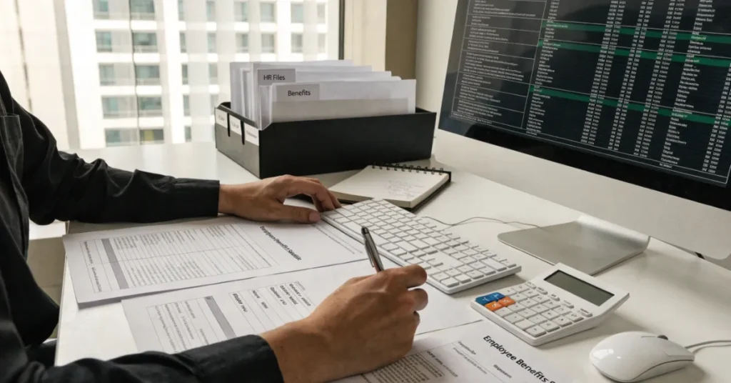 Professional Accounting process for employee benefits, payroll management, leave balances, and financial reporting.