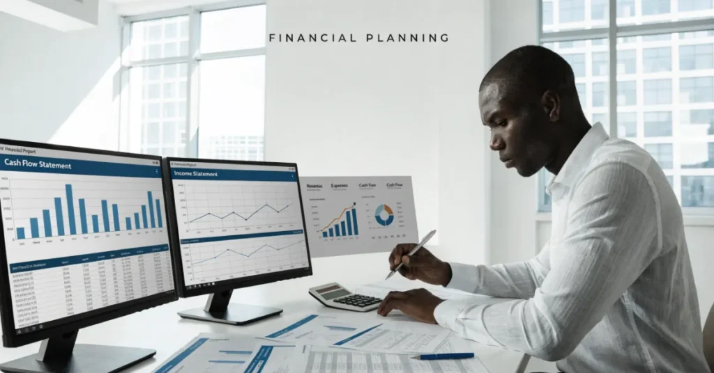 Accounting Challenges Filing – Startup finance manager reviewing cash flow statements and financial reports to improve accounting accuracy and business performance.