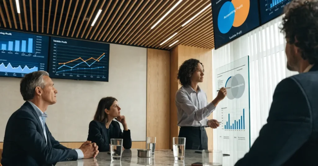 Professional comparison of Accounting Profit and taxable profit for UAE Corporate Tax reporting.