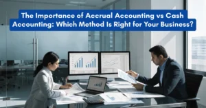 Accrual Accounting comparison with Cash Accounting through professional financial reporting, business documents, and accounting analysis in a corporate office.