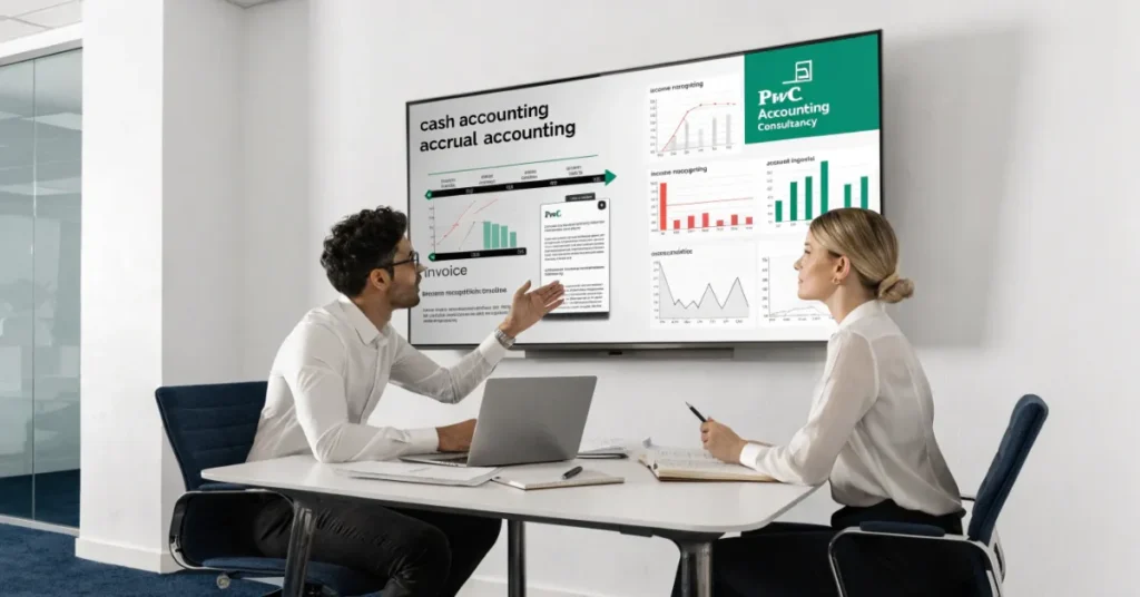 Accrual Accounting comparison showing key differences between cash accounting and accrual accounting methods for startups.