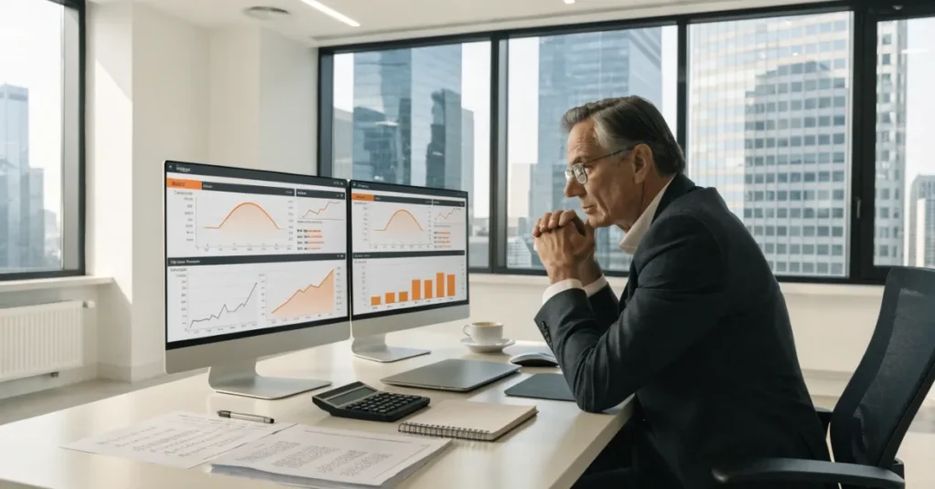 Budget Variance Analysis showing budget vs actual financial reporting and business performance comparison.