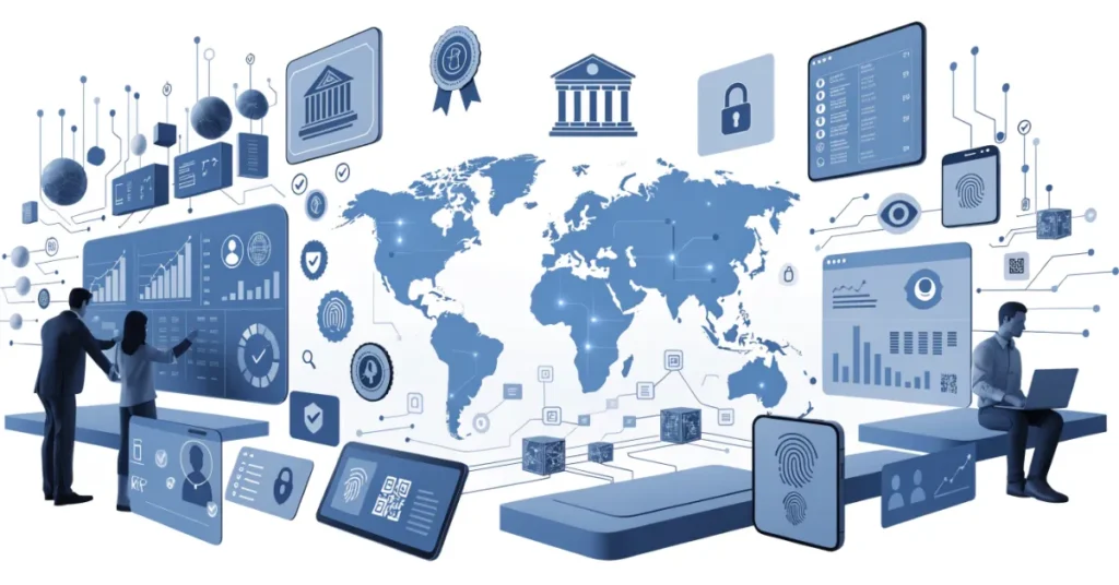 Crypto & Blockchain Business Setup Ideas explaining global crypto regulations, licensing requirements, AML KYC compliance, and international blockchain operations