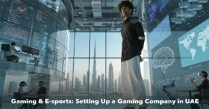Gaming Company Setup UAE showing game development, e-sports business opportunities, gaming technology, and digital entertainment solutions
