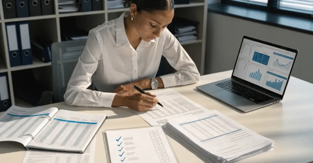 Professional accountant preparing Related Party Transactions disclosures under IAS 24 financial reporting standards.
