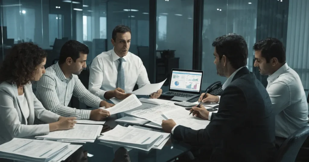 Professional UAE Corporate Tax compliance review with financial records and supporting documents before tax filing.