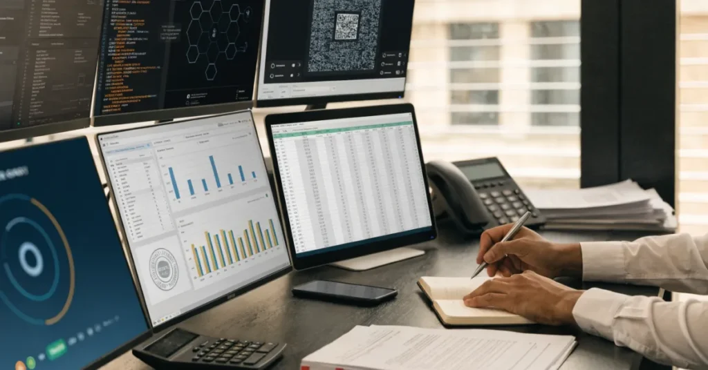 Finance professional performing Virtual Currencies wallet reconciliation and internal financial controls for accurate crypto accounting.