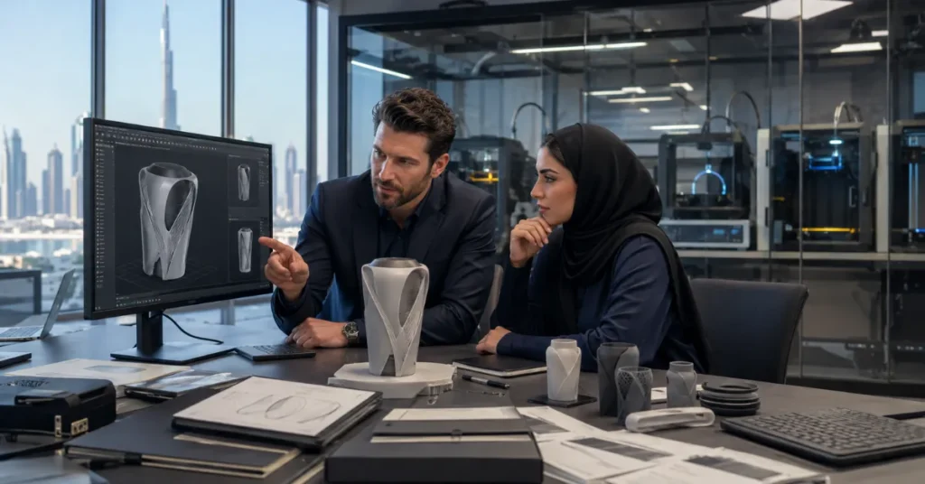 3D Printing Business Dubai showing CAD design protection, intellectual property, confidential prototypes and product development.