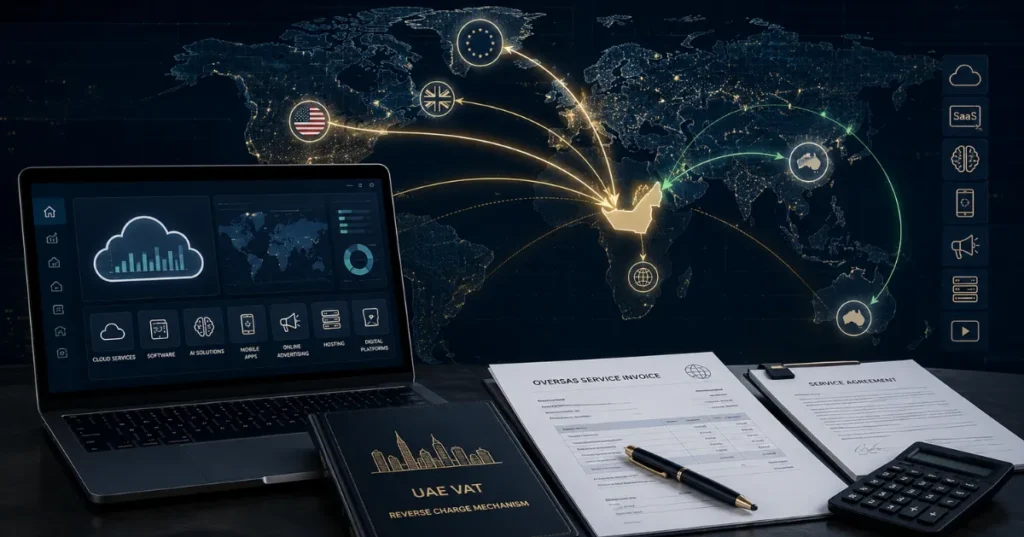Digital Services VAT UAE cross-border transactions and Reverse Charge Mechanism for imported SaaS, cloud and online services.