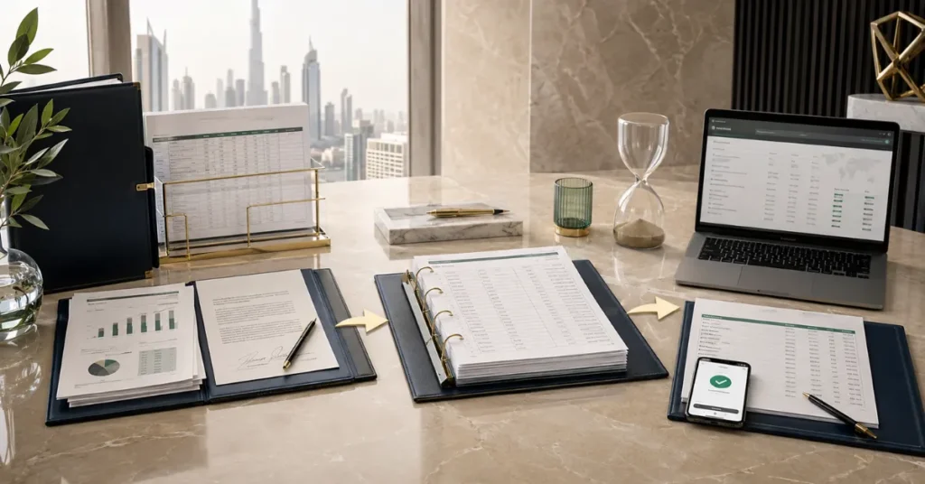 UAE dividend accounting process showing shareholder approval, recognition of dividend payable and final bank payment.