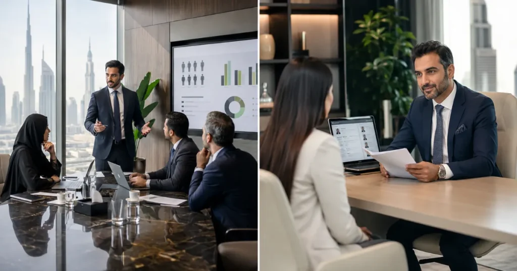 HR Consultancy Company Setup UAE showing the difference between HR advisory services and regulated recruitment activities.