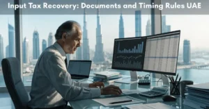 Input Tax Recovery process for UAE businesses with VAT documentation, financial records, and tax compliance management.