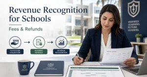 Revenue recognition for schools showing tuition fees, deferred revenue and income recognised over the academic period.