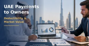 UAE payments to owners showing Corporate Tax deductibility, market value assessment and Connected Person transaction review.