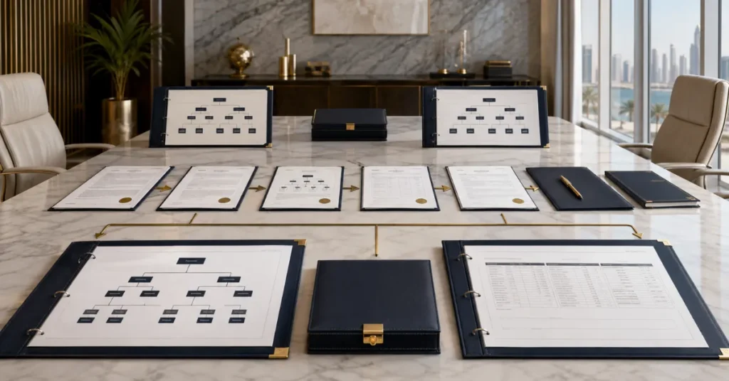 UAE UBO compliance audit trail showing ownership before and after a share transfer with updated registers, accounting records and supporting documents.