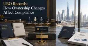 UAE UBO records showing shareholder ownership changes, beneficial ownership review and updated corporate compliance records.