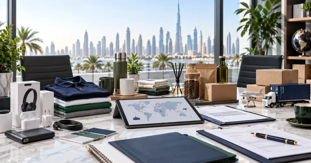UAE commercial licence planning showing product categories, activity selection, licensing documents and trading-business setup requirements.