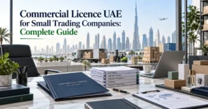 Commercial Licence UAE for a small trading company showing business licensing, supplier records, products, import documentation and distribution planning.