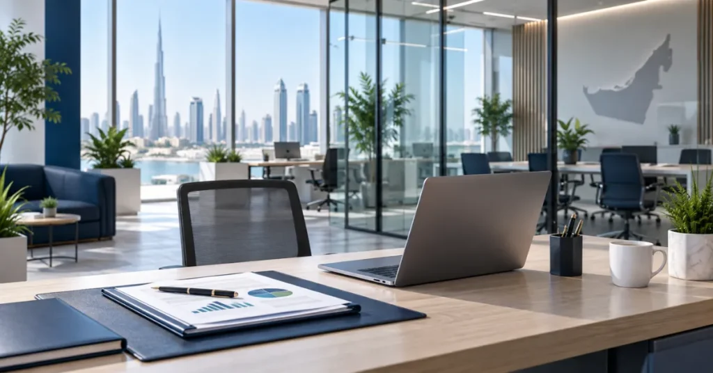 Mainland UAE consultancy setup showing a professional office, client meeting and local business operations.