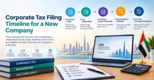 Image of Corporate Tax Filing timeline for a new UAE company