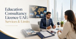 Education Consultancy Licence UAE showing student counselling, university applications, study-abroad guidance and professional education advisory services.