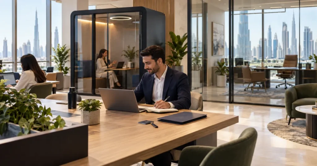 Dubai business setup cost planning showing licence, visa, Emirates ID, medical, workspace, compliance and renewal expenses.