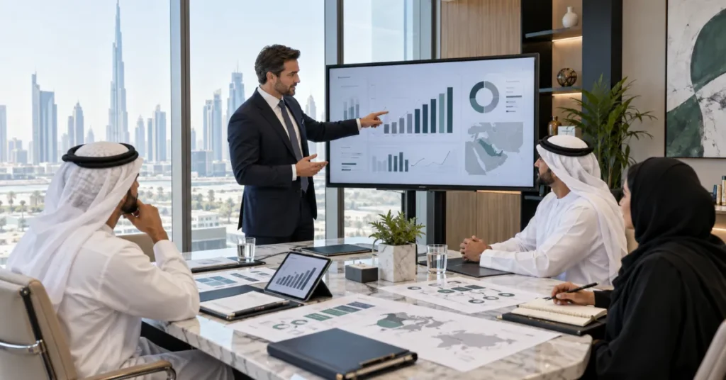 UAE management consultant advising business leaders on corporate strategy, operations, organisational planning and performance improvement.