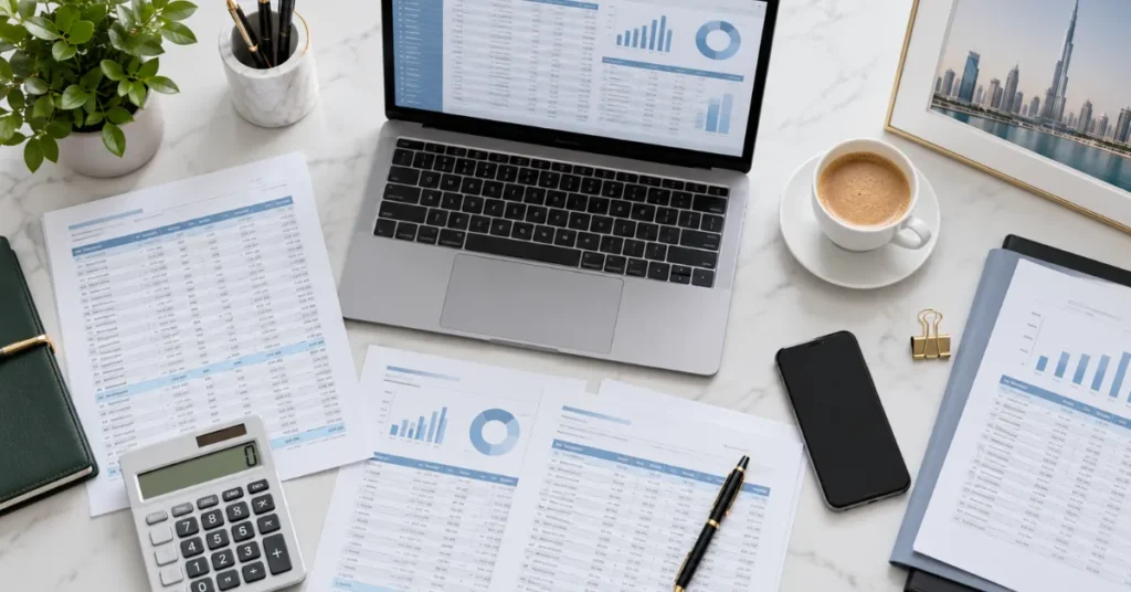 UAE payroll reconciliation showing salary records matched with accounting entries, employee balances and bank payments.