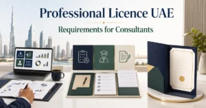 Professional Licence UAE for consultants showing professional expertise, activity classification, qualification review and business licensing