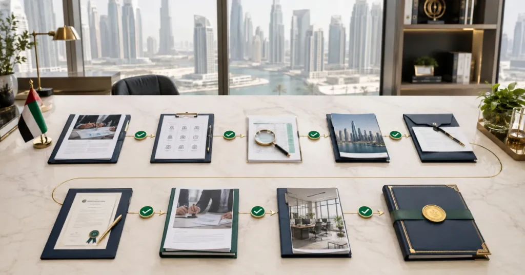 Professional Licence UAE activity selection showing management, IT, HR and specialist consultancy businesses with different licensing requirements.