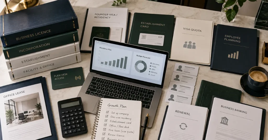 SPC Free Zone online and service business operating from a flexible workspace with remote consulting, digital tools and small-business operations.