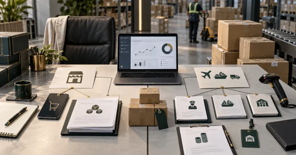 UAE e-commerce supply chain showing importer responsibility, customs documents, inventory ownership and fulfilment arrangements.