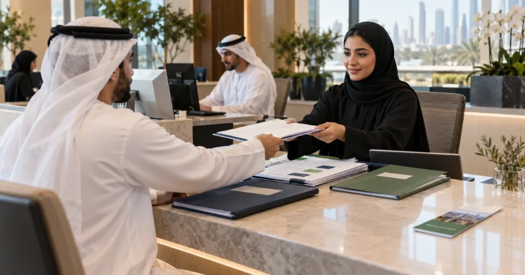 UAE business licence amendment process showing document submission, activity review and receipt of an updated trade licence.