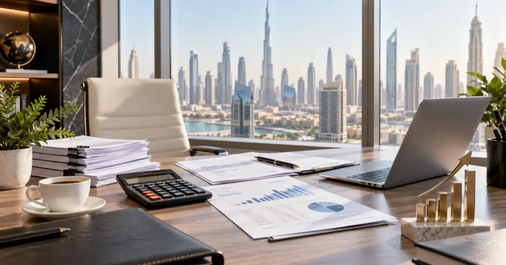 Growing UAE company preparing for VAT registration with organised financial records, reconciliation and tax documentation.