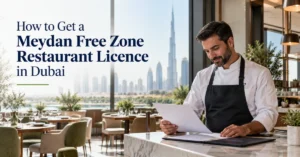 Image of Meydan Free Zone Restaurant Licence guide for opening a restaurant in Dubai, UAE.