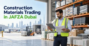 Image of Construction Materials Trading in JAFZA Dubai with building supplies and logistics facilities